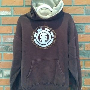 Element brown pullover hoodie with stitched on felt logo.